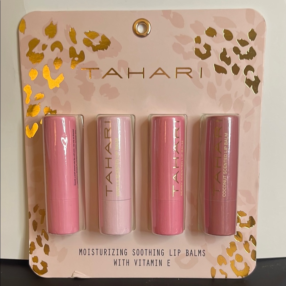 Tahari Pink and Brown Lip Balm & Gloss Set
